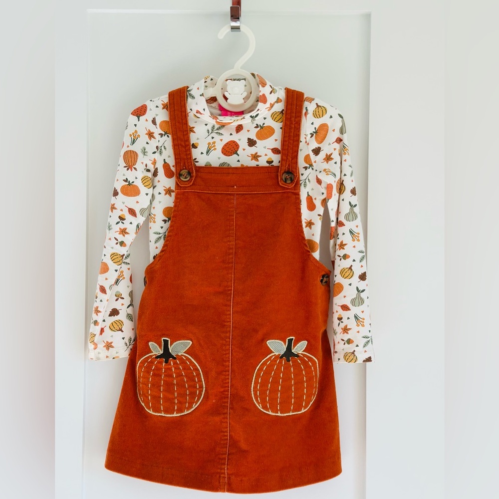 Orange Pumpkin Pinafore Dress for Kids